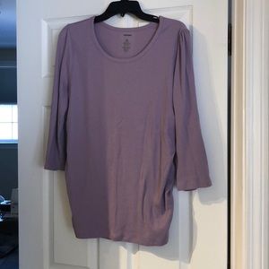 Sonoma- XL Lilac Ruched Maternity Top, 3/4 length sleeves